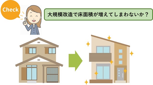 床面積が増加しないかチェック