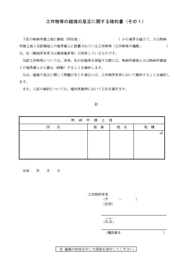 越境物の覚書ひな型